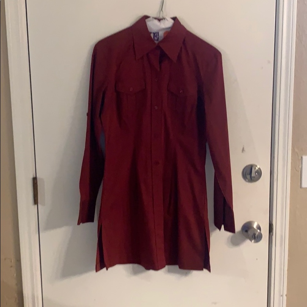Burgundy button down dress shirt
